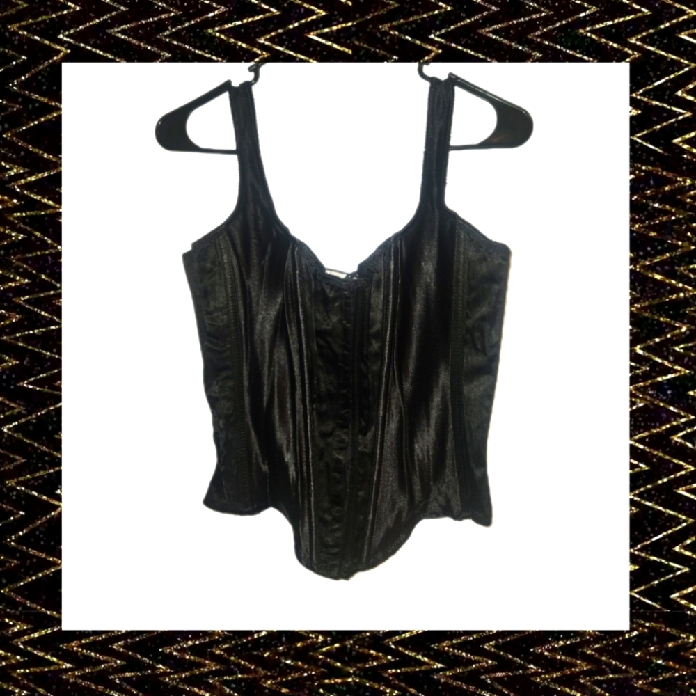VINTAGE Victoria's Secret Black Corset Bustier LARGE